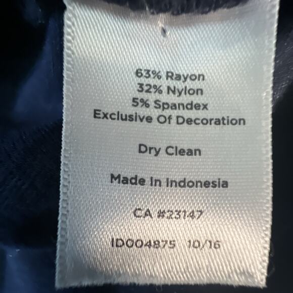 Talbots Shift Dress Navy Blue Nautical Ribbon 3/4 Sleeves Pockets size 12 petite - Picture 7 of 10